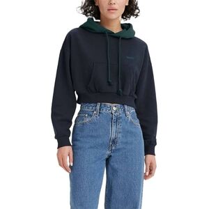 Levis | Laundry Day Pullover Sweatshirt Cropped Hoodie Navy Blue Green Large